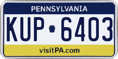 PA license plate KUP6403