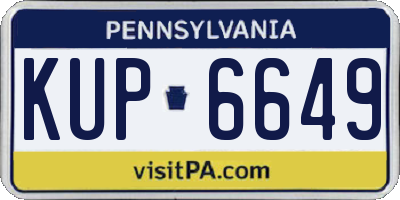 PA license plate KUP6649