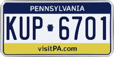 PA license plate KUP6701