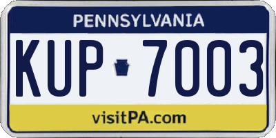 PA license plate KUP7003