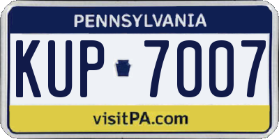 PA license plate KUP7007