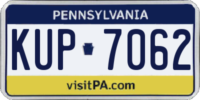 PA license plate KUP7062