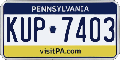 PA license plate KUP7403