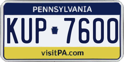 PA license plate KUP7600