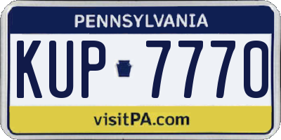 PA license plate KUP7770