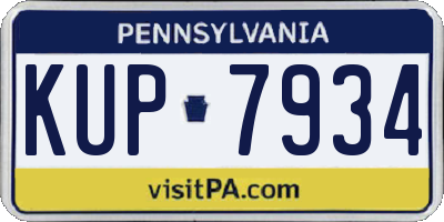 PA license plate KUP7934