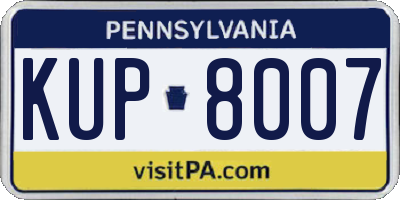 PA license plate KUP8007