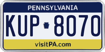PA license plate KUP8070