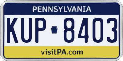 PA license plate KUP8403