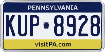 PA license plate KUP8928