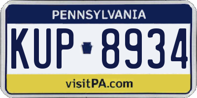 PA license plate KUP8934