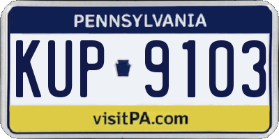 PA license plate KUP9103