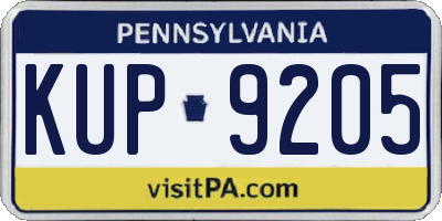 PA license plate KUP9205