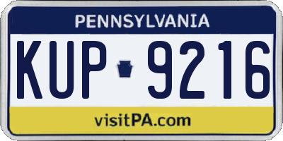 PA license plate KUP9216