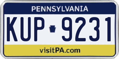 PA license plate KUP9231