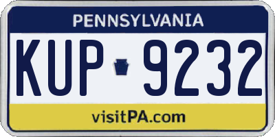 PA license plate KUP9232