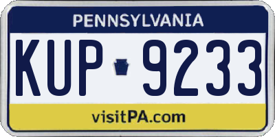 PA license plate KUP9233