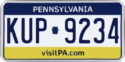 PA license plate KUP9234