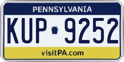 PA license plate KUP9252