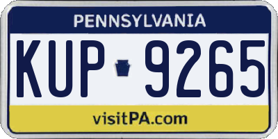 PA license plate KUP9265