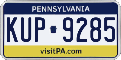 PA license plate KUP9285