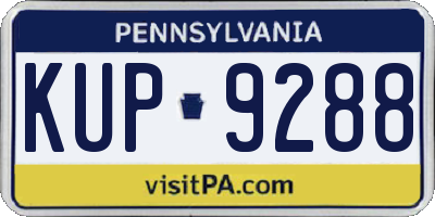 PA license plate KUP9288