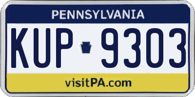 PA license plate KUP9303