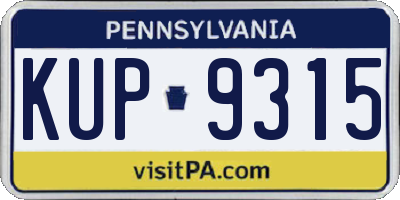 PA license plate KUP9315