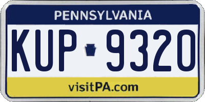 PA license plate KUP9320
