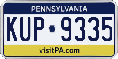 PA license plate KUP9335