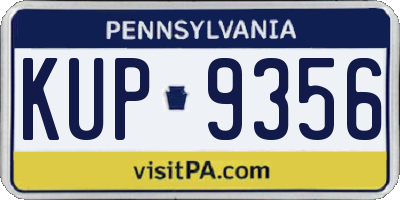 PA license plate KUP9356