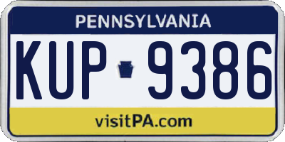 PA license plate KUP9386