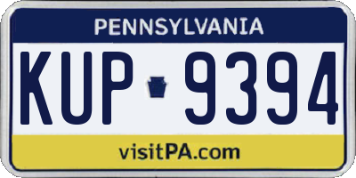PA license plate KUP9394