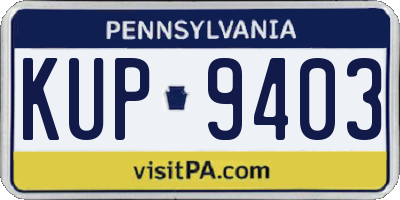 PA license plate KUP9403