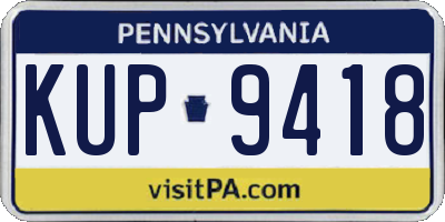 PA license plate KUP9418