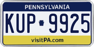 PA license plate KUP9925