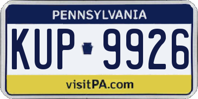 PA license plate KUP9926