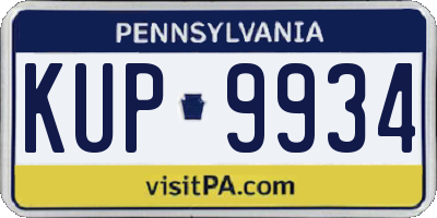 PA license plate KUP9934