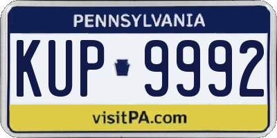PA license plate KUP9992