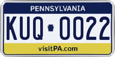 PA license plate KUQ0022