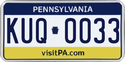 PA license plate KUQ0033