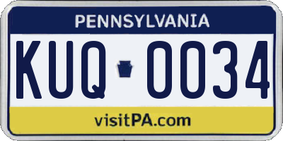 PA license plate KUQ0034