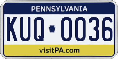 PA license plate KUQ0036