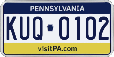 PA license plate KUQ0102