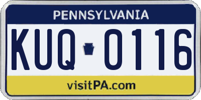 PA license plate KUQ0116