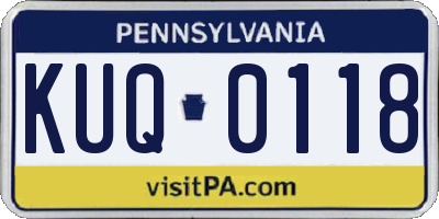 PA license plate KUQ0118