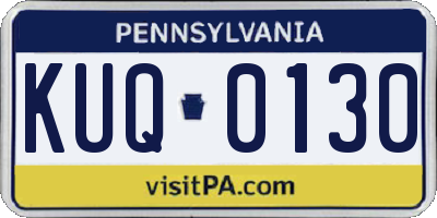 PA license plate KUQ0130