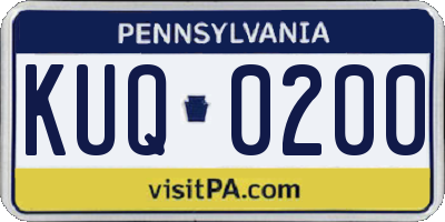 PA license plate KUQ0200