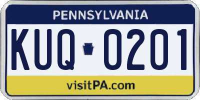 PA license plate KUQ0201