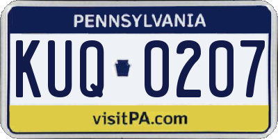 PA license plate KUQ0207